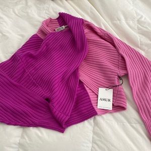 💕 Barbiecore 💕 AMUR Milena Cropped Sweater Pink Fuchsia